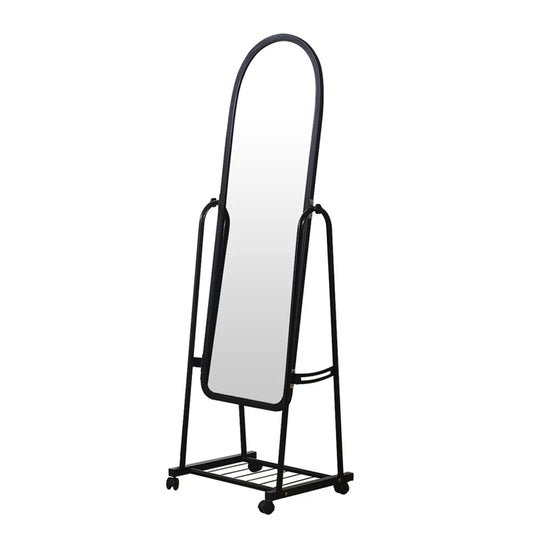 ARC TOP STANDING MIRROR WITH WHEELS