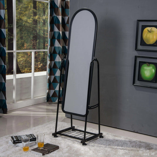 ARC TOP STANDING MIRROR WITH WHEELS