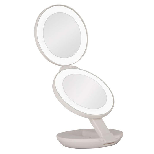 LED FOLDING MAKEUP MIRROR WITH MAGNIFICATION