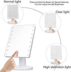 LIGHTED VANITY MAKEUP MIRROR WITH 16 LED LIGHTS - 180 DEGREES FREE ROTATION