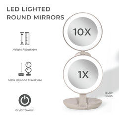 LED FOLDING MAKEUP MIRROR WITH MAGNIFICATION