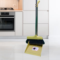 LONG HANDLE DUSTPAN AND BROOM  (ASSORTED COLORS)