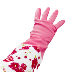 REUSABLE RUBBER LONG SLEEVE KITCHEN GLOVES (ASSORTED COLORS)