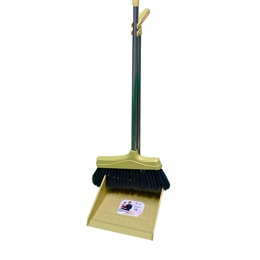 LONG HANDLE DUSTPAN AND BROOM  (ASSORTED COLORS)