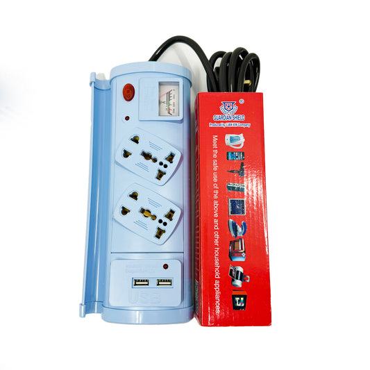 POWER EXTENSION 2 SOCKETS + ELECTRIC METER + USB