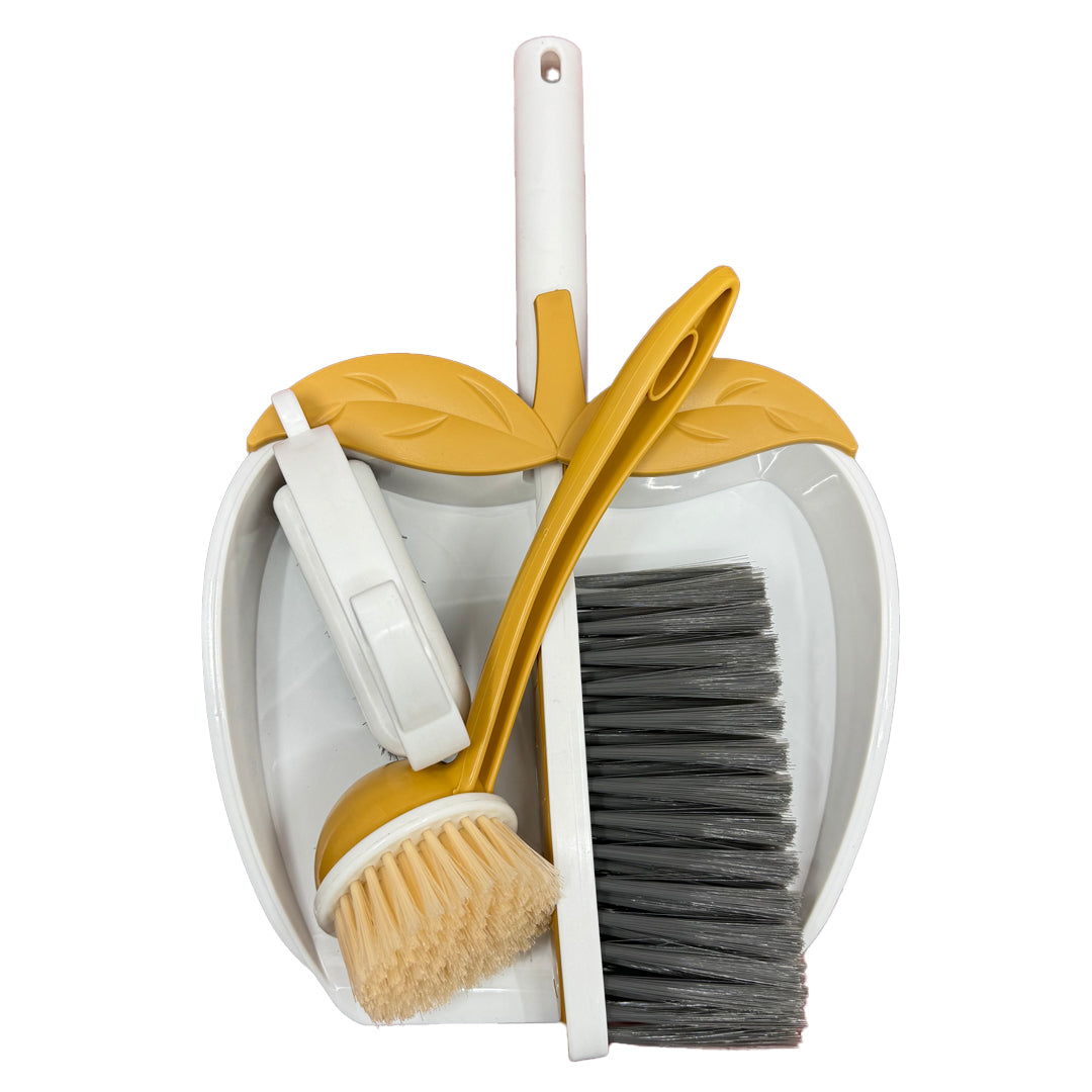 APPLE SHAPE DUSTPAN WITH 3 MINI BRUSHES