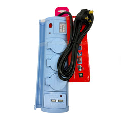 POWER EXTENSION 3 SOCKETS WITH CHILDREN PROTECTION + ELECTRIC METER + USB